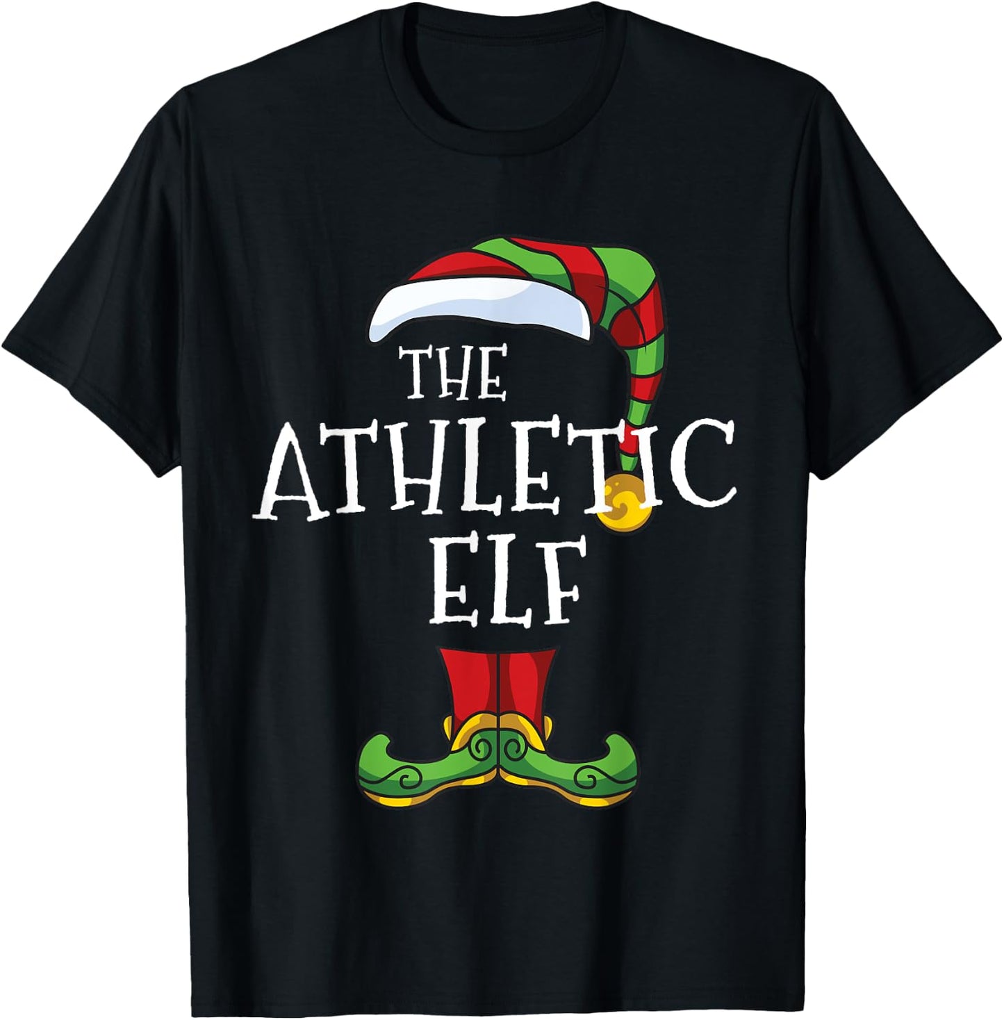 Athletic Elf Family Matching Christmas Group Funny Holiday T-Shirt - T-Shirt | Black