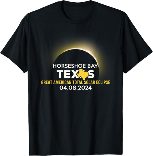 Horseshoe Bay, TX Texas Total Solar Eclipse 2024 T-Shirt - T-Shirt | Black