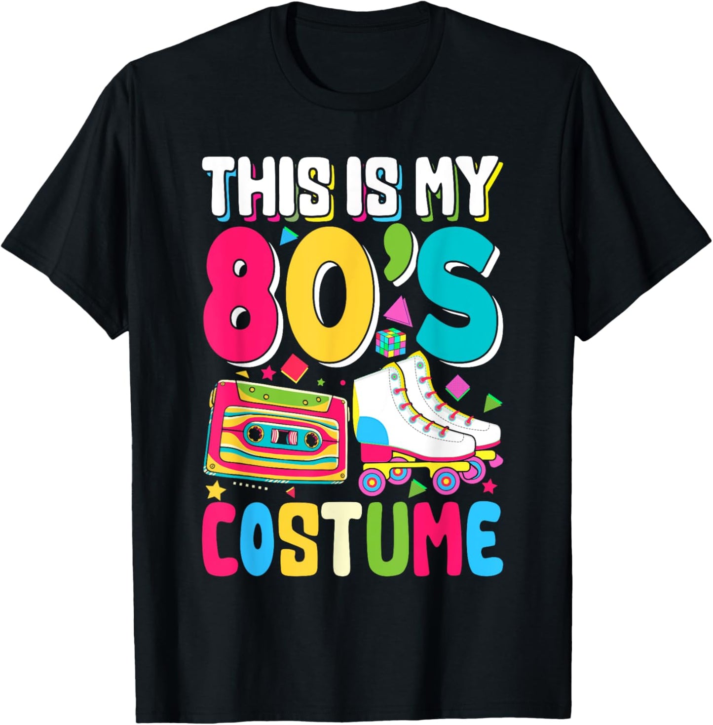 This Is My 80s Costume Shirt Outfit Men Women 80's 90s Party T-Shirt - T-Shirt | Black