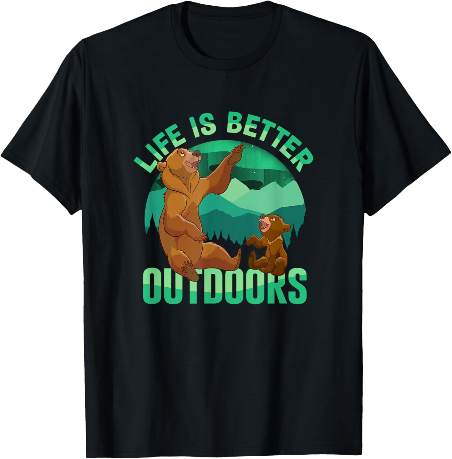 Disney Brother Bear Life Is Better Outdoors Retro Badge T-Shirt - T-Shirt | Black