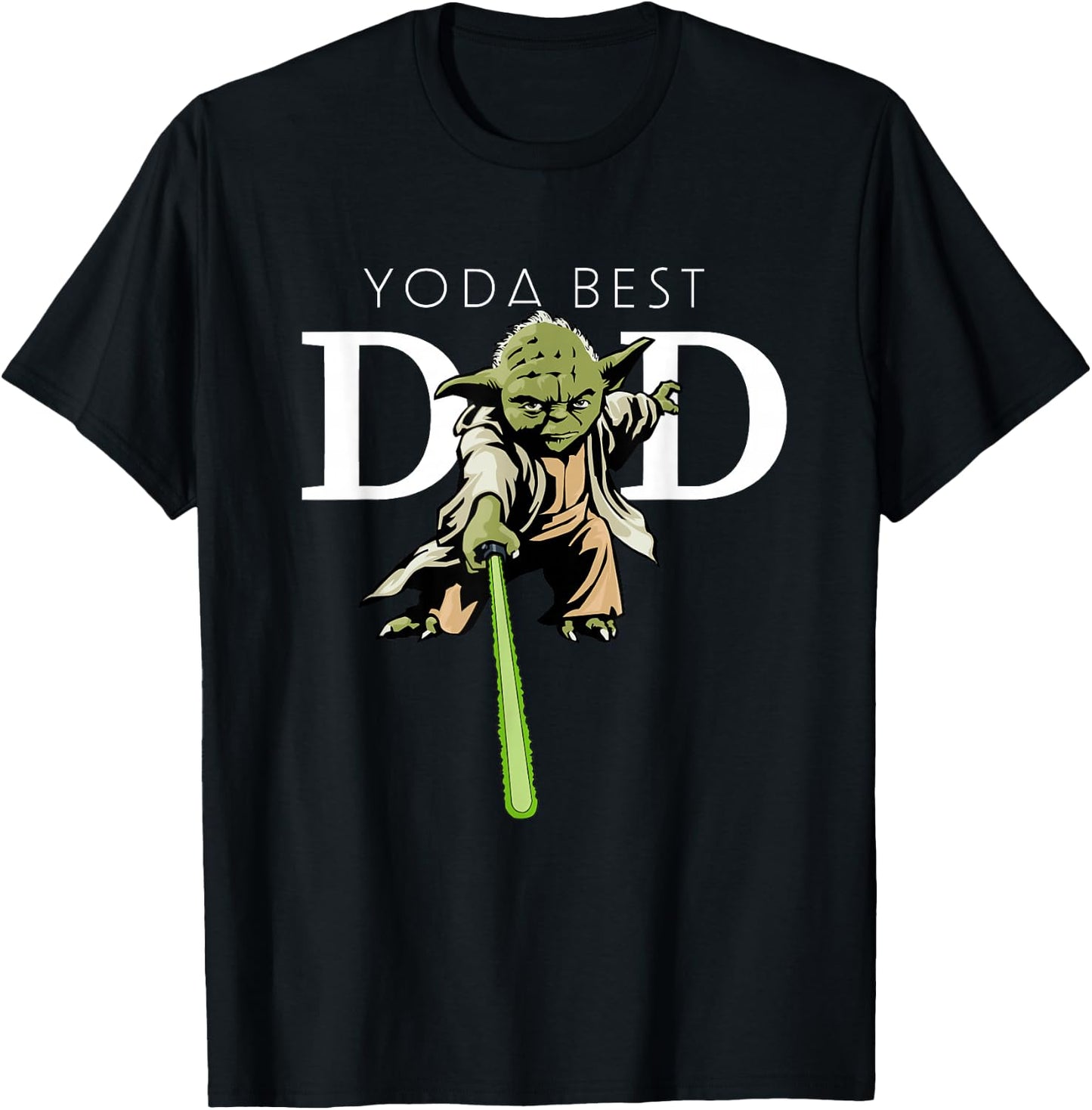 Star Wars Yoda Lightsaber Best Dad Father's Day T-Shirt - T-Shirt | Black