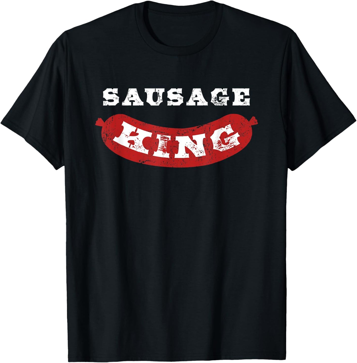 Sausage King Funny Distressed BBQ T-Shirt - T-Shirt | Black