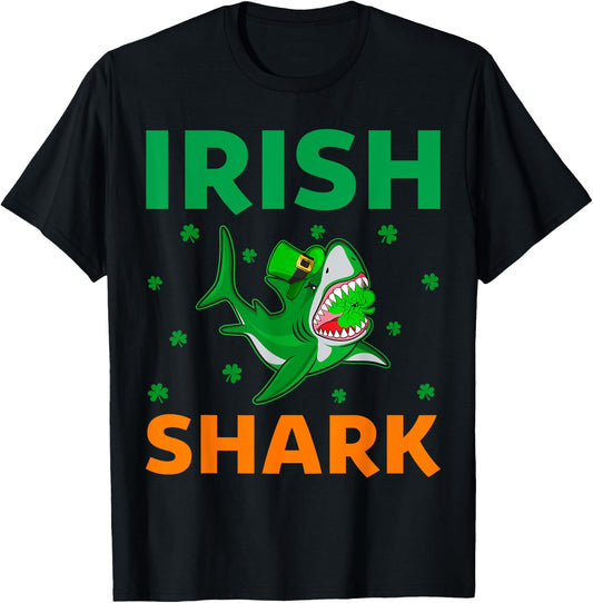 Shark Lover Leprechaun Lucky Irish Shark St. Patrick's Day T-Shirt - T-Shirt | Black