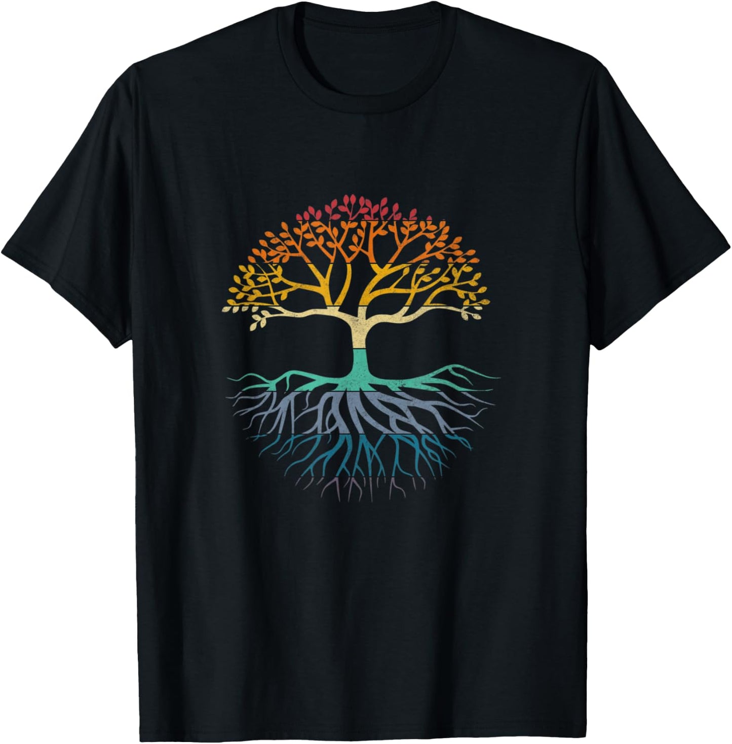 Tree of Life Retro Sun Vintage Hippy T-Shirt - T-Shirt | Black