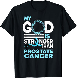 Faith My God Is Stronger Than Prostate Cancer Awareness T-Shirt - T-Shirt | Black