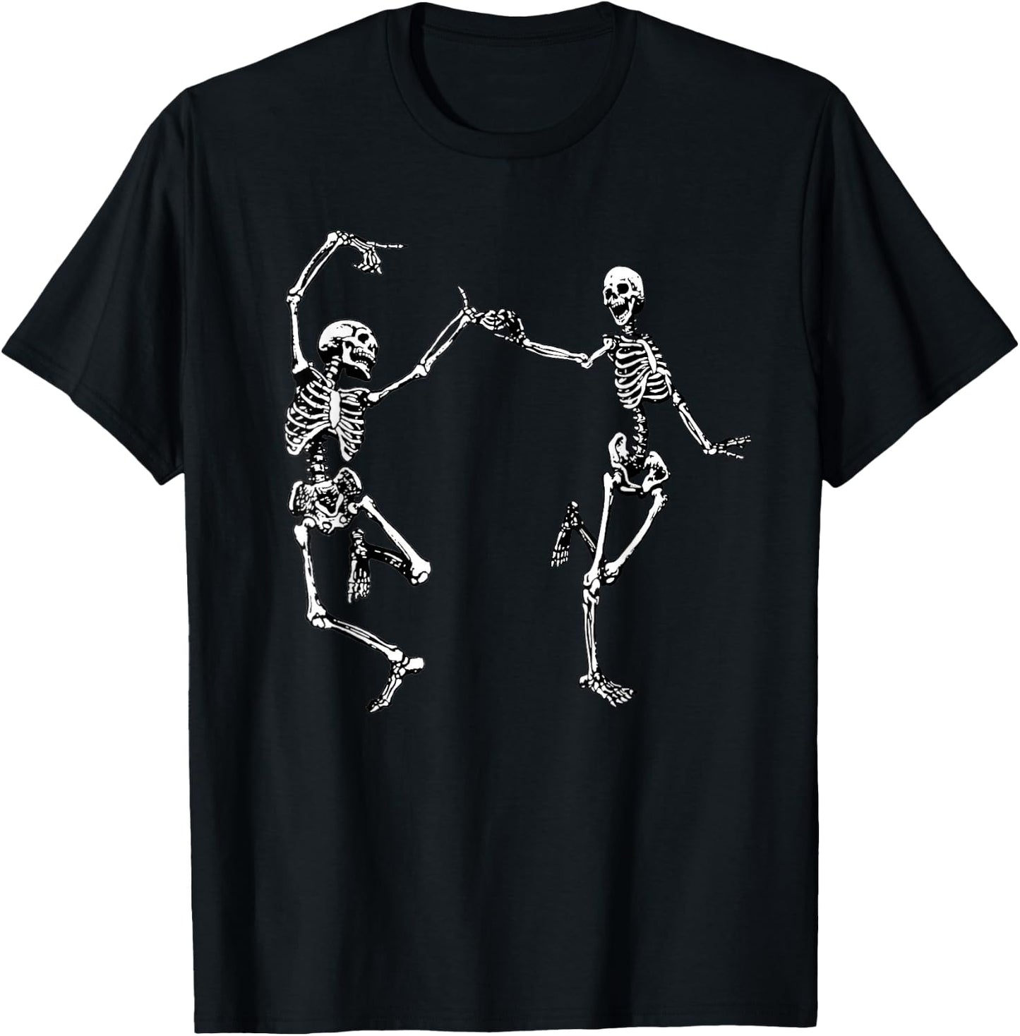 Dancing Skeletons Vintage Day of the Dead Halloween 2024 T-Shirt - T-Shirt | Black
