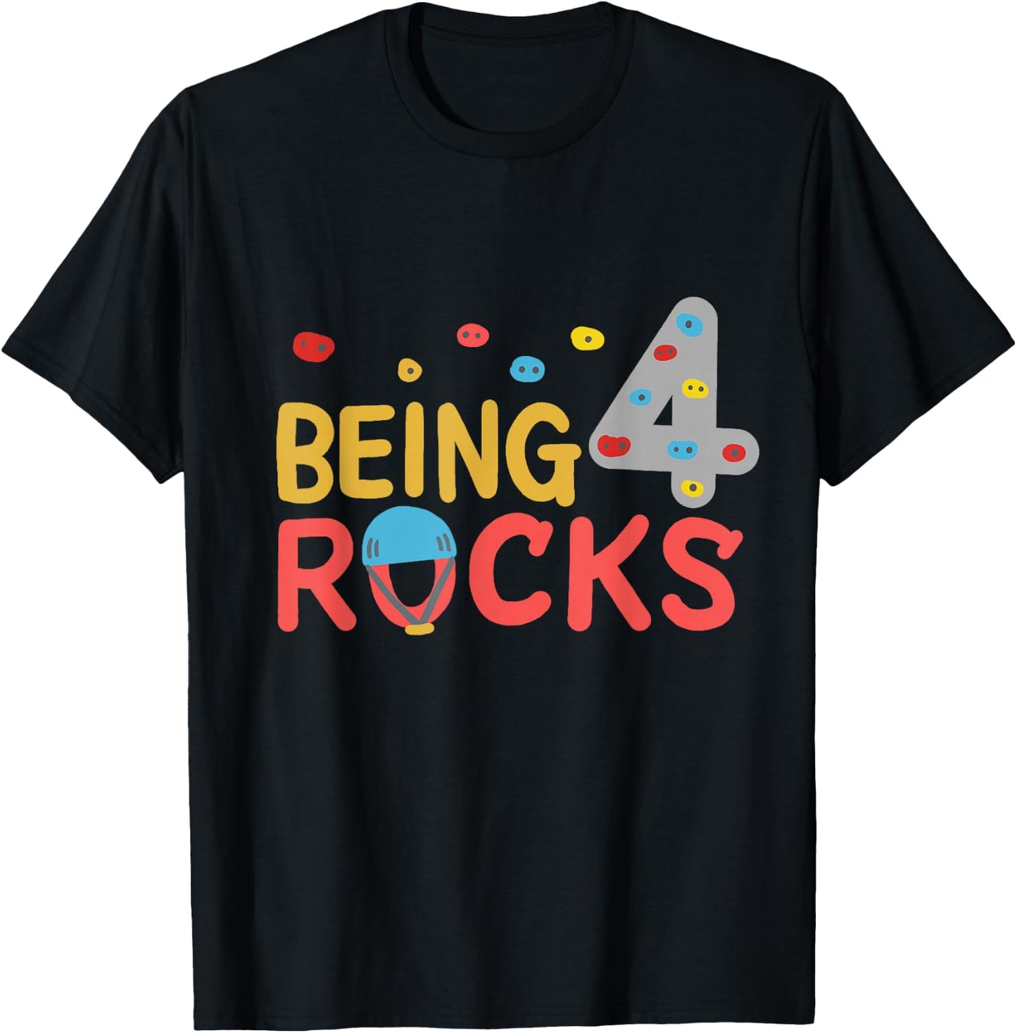 4th Birthday Climbing Gift T-Shirt - T-Shirt | Black