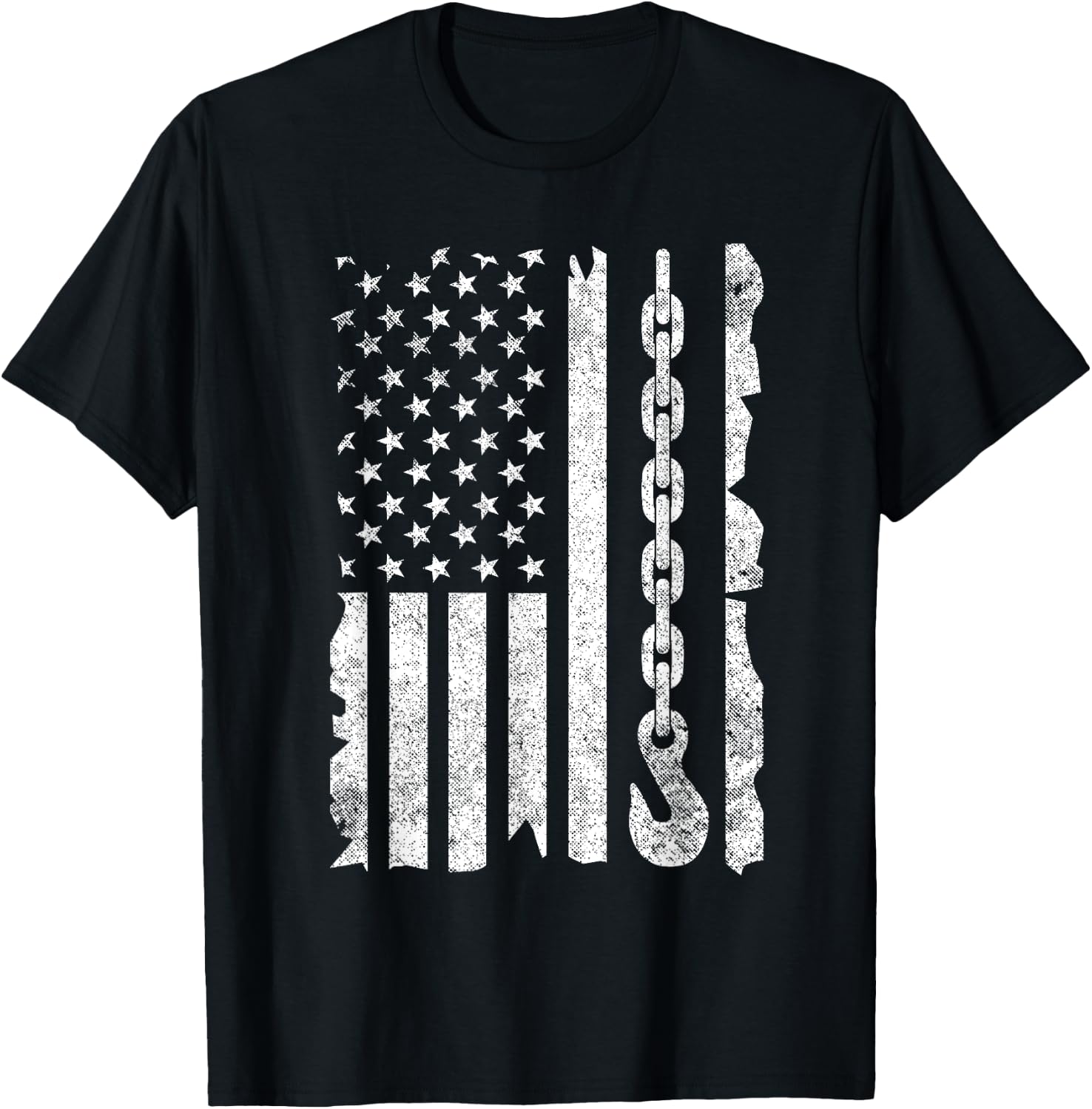 Funny Tow Truck Gift Men Women Cool US Flag Tow Truck Driver T-Shirt - T-Shirt | Black