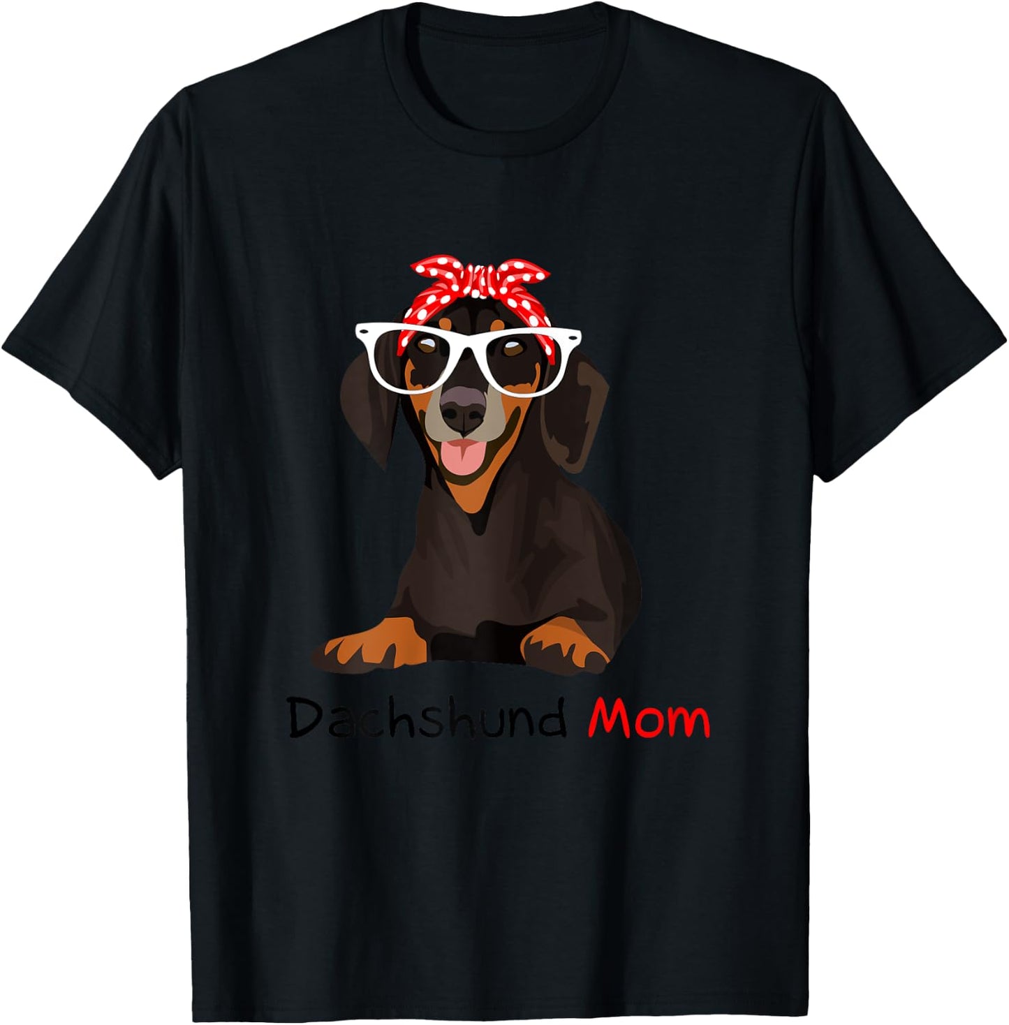 Dachshund Mom Bandana Dachshund Dog T-Shirt - T-Shirt | Black