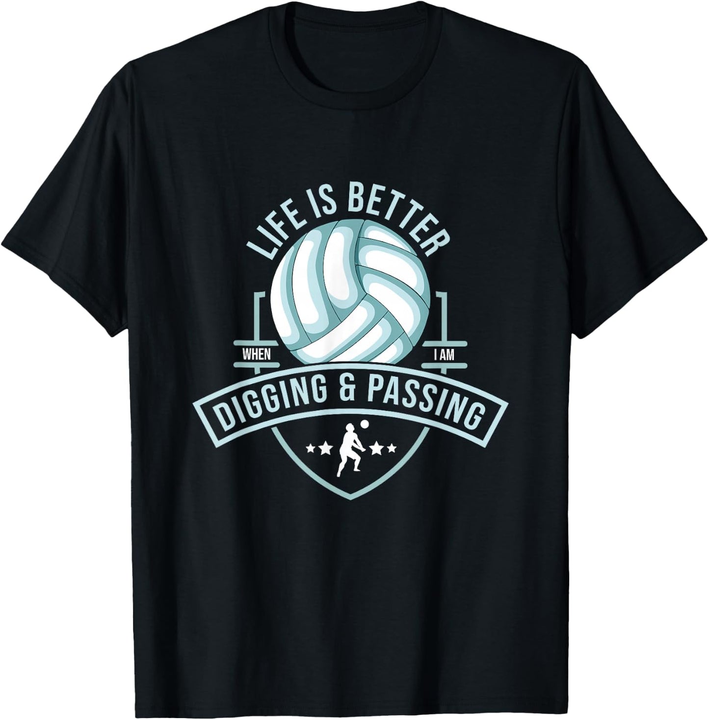 Libero Volleyball Training Design Defense Position T-Shirt - T-Shirt | Black