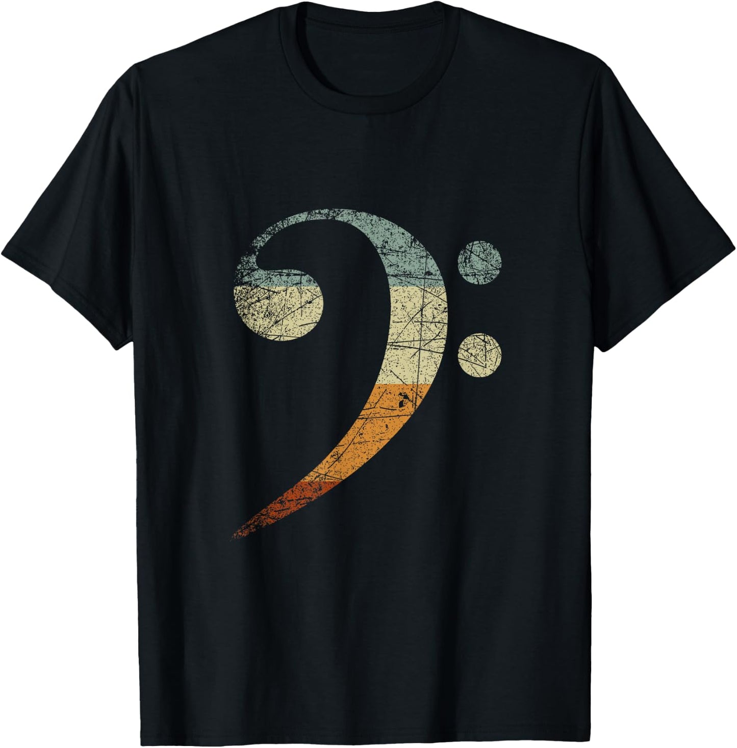 Treble Clef Retro Bass Clef T-Shirt - T-Shirt | Black