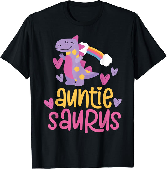 Auntie Saurus Rex Dinosaur Aunt T-Shirt - T-Shirt | Black