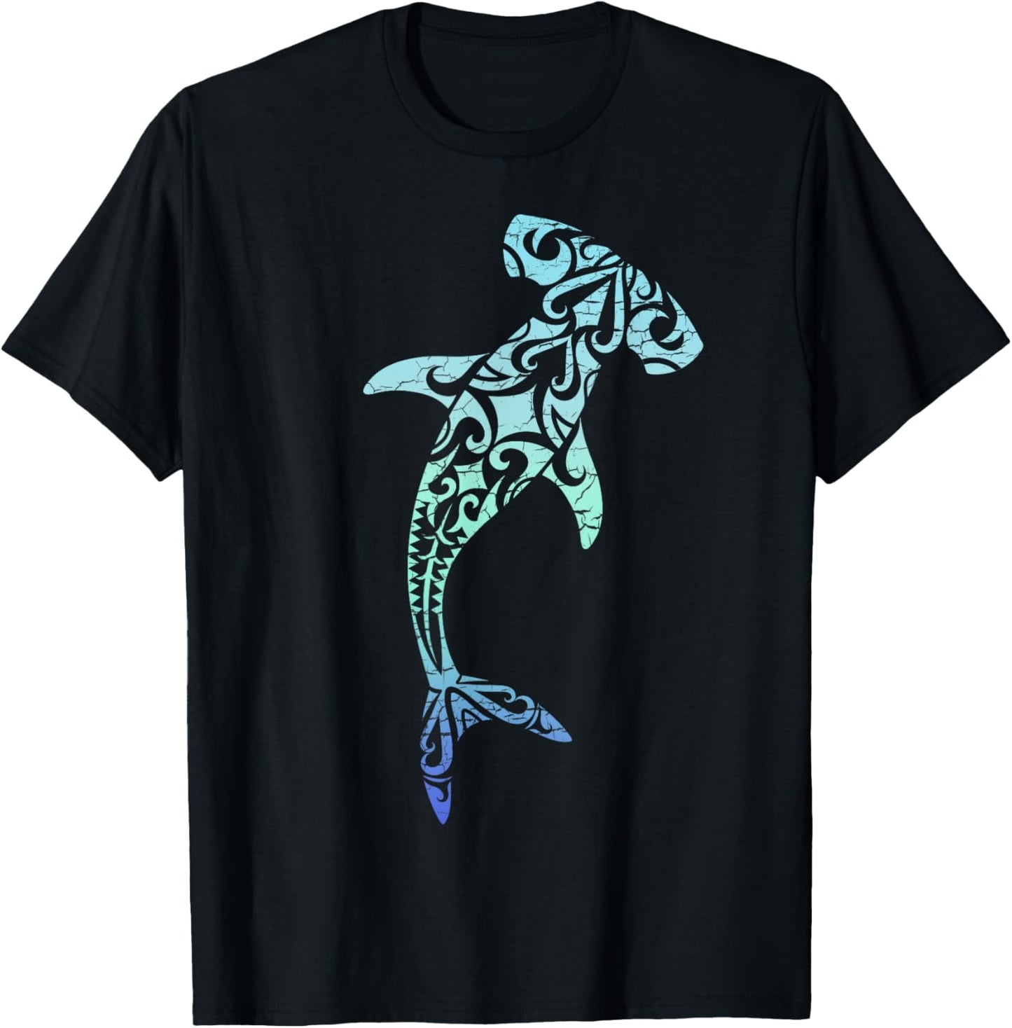 Hawaii Polynesian Tribal Hammerhead Shark Aloha State T-Shirt - T-Shirt | Black