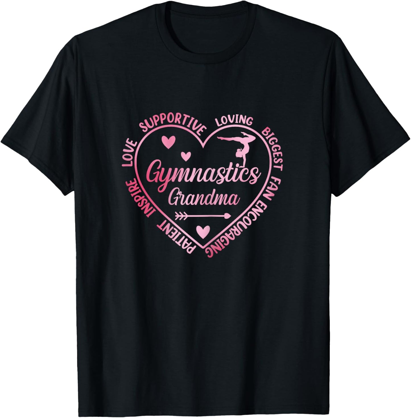 Gymnastics Grandma Heart Gymnast Grandma Matching Family T-Shirt - T-Shirt | Black