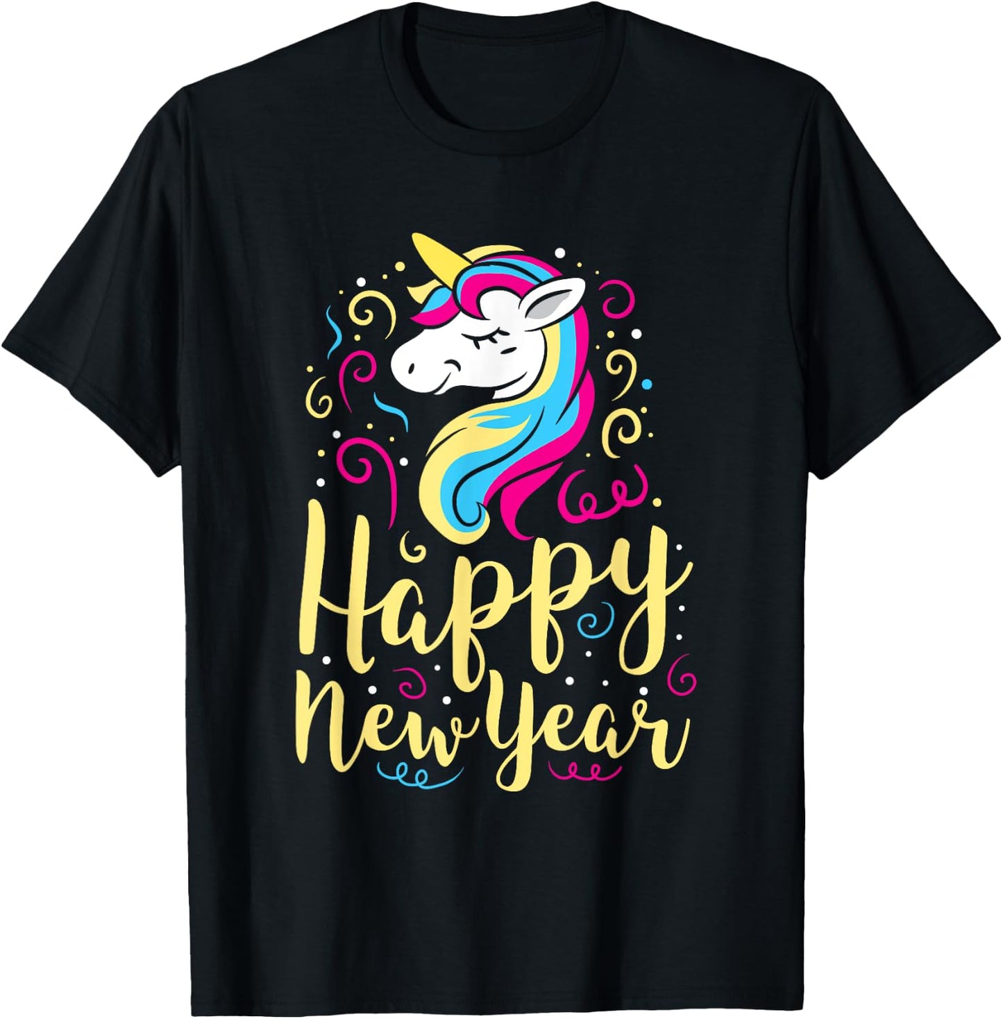 Happy New Year Unicorn New Years Eve Party T-Shirt - T-Shirt | Black