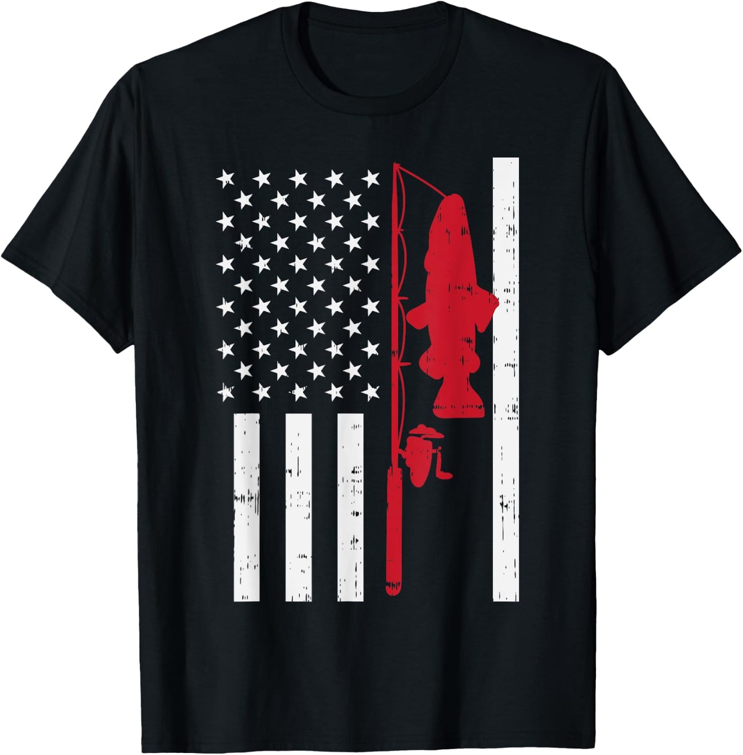 Red Line Flag Fish Firefighter Fishing Patriotic Angler Gift Girls Kids Men T-Shirt - T-Shirt | Black
