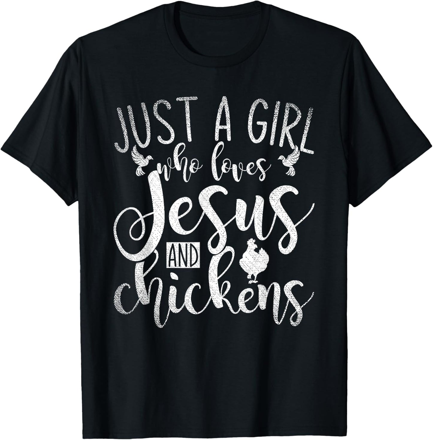 Funny Christian Farmer Women Girls Farm Chicken Faith Jesus T-Shirt - T-Shirt | Black