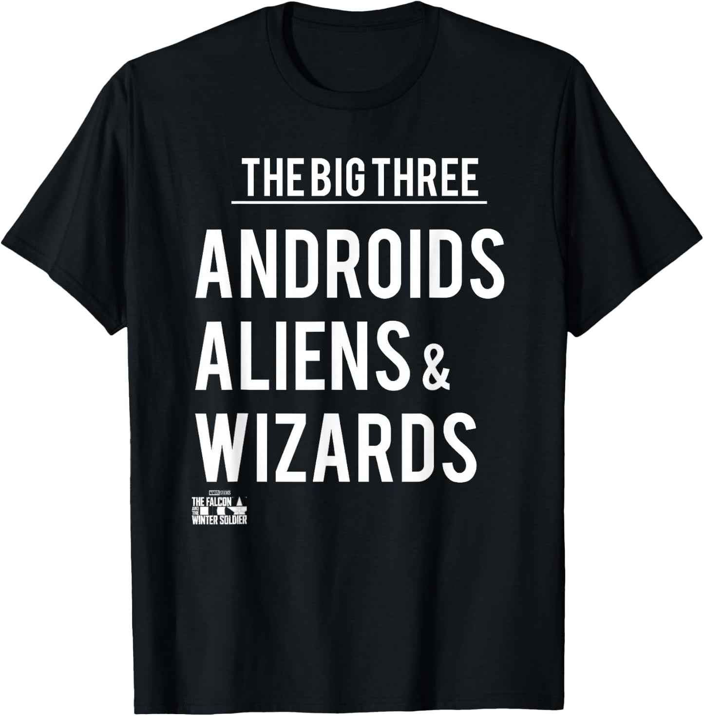 Marvel Falcon Winter Soldier Big 3 Androids Aliens & Wizards T-Shirt - T-Shirt | Black