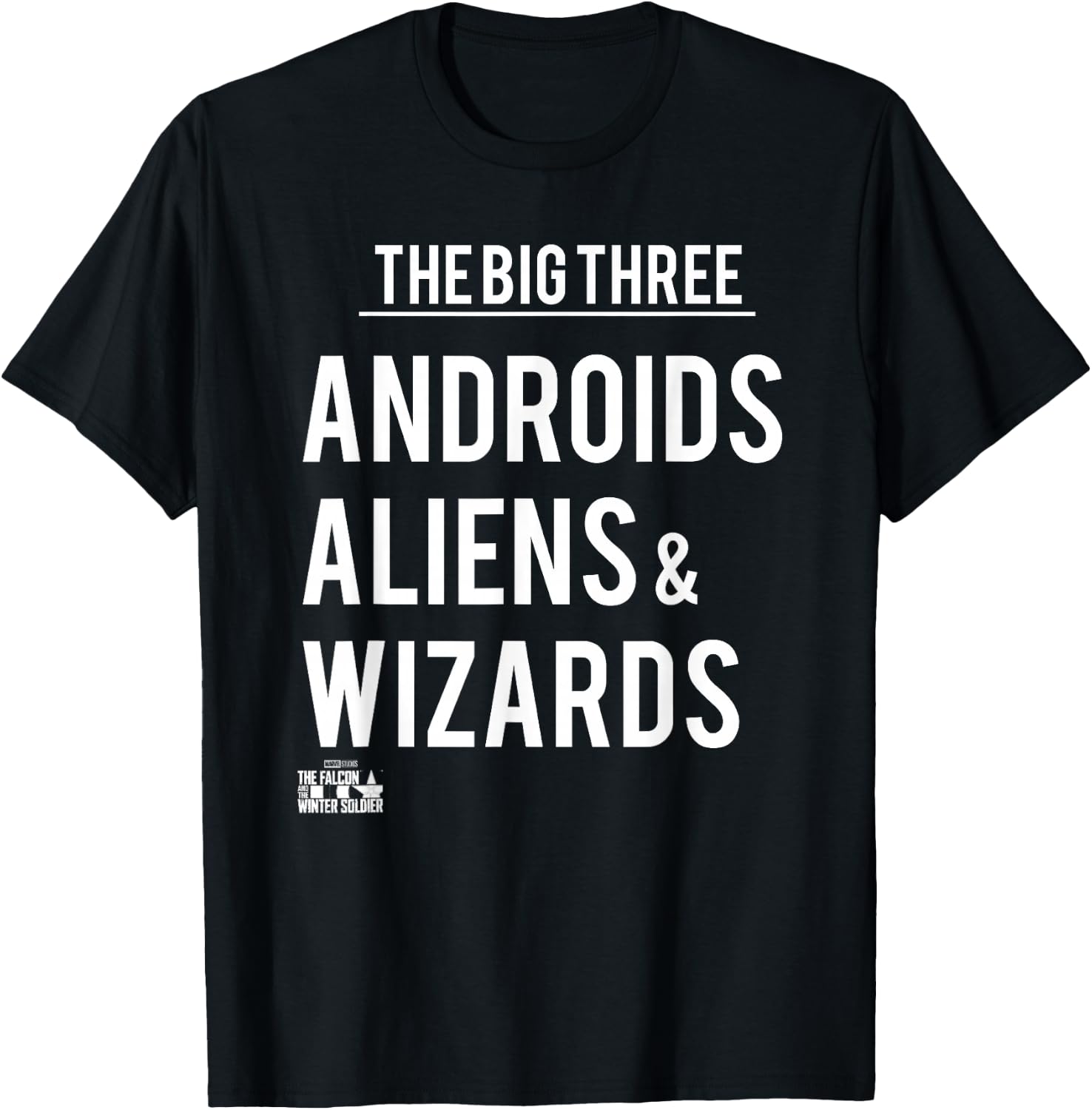 Marvel Falcon Winter Soldier Big 3 Androids Aliens & Wizards T-Shirt - T-Shirt | Black