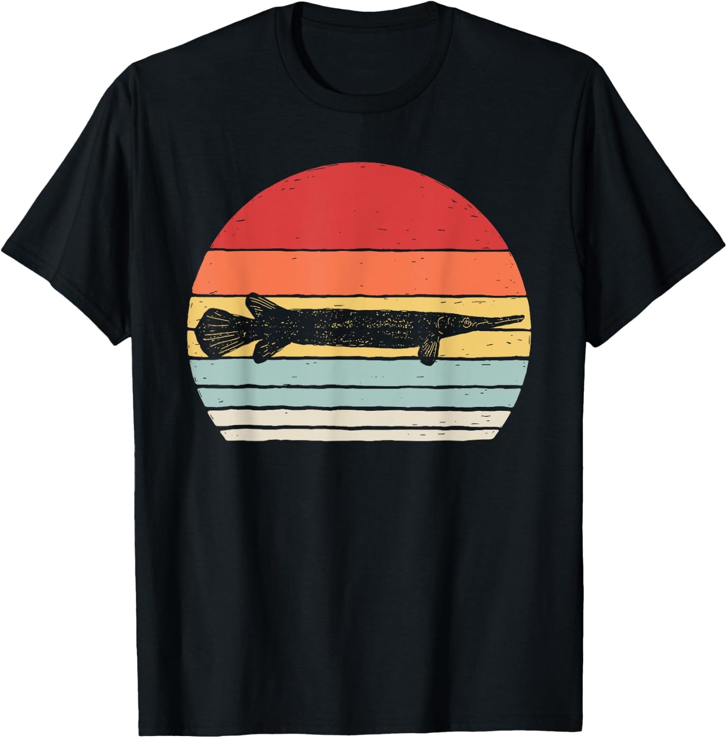 Catch Some Rays Vintage Retro Gar Fish Graphic - Black, Small T-Shirt - T-Shirt | Black