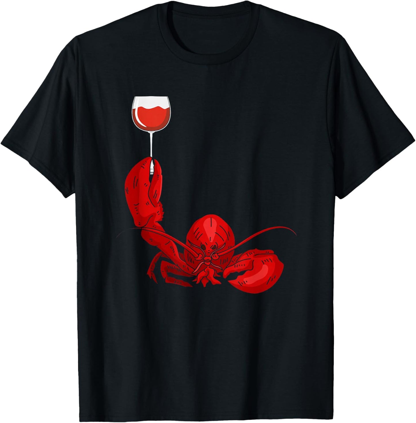 Lobster and Wine Drinking for Wine Seafood Lover T-Shirt - T-Shirt | Black