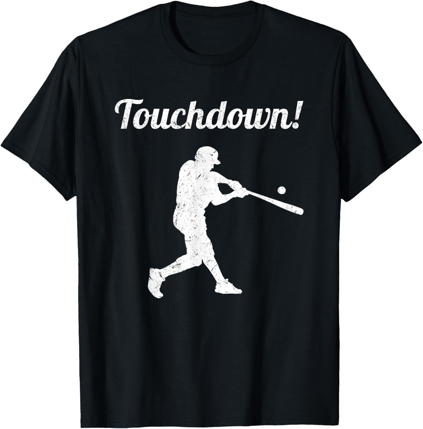 Touchdown Baseball Vintage Retro Baseball Player Gift T-Shirt - T-Shirt | Black