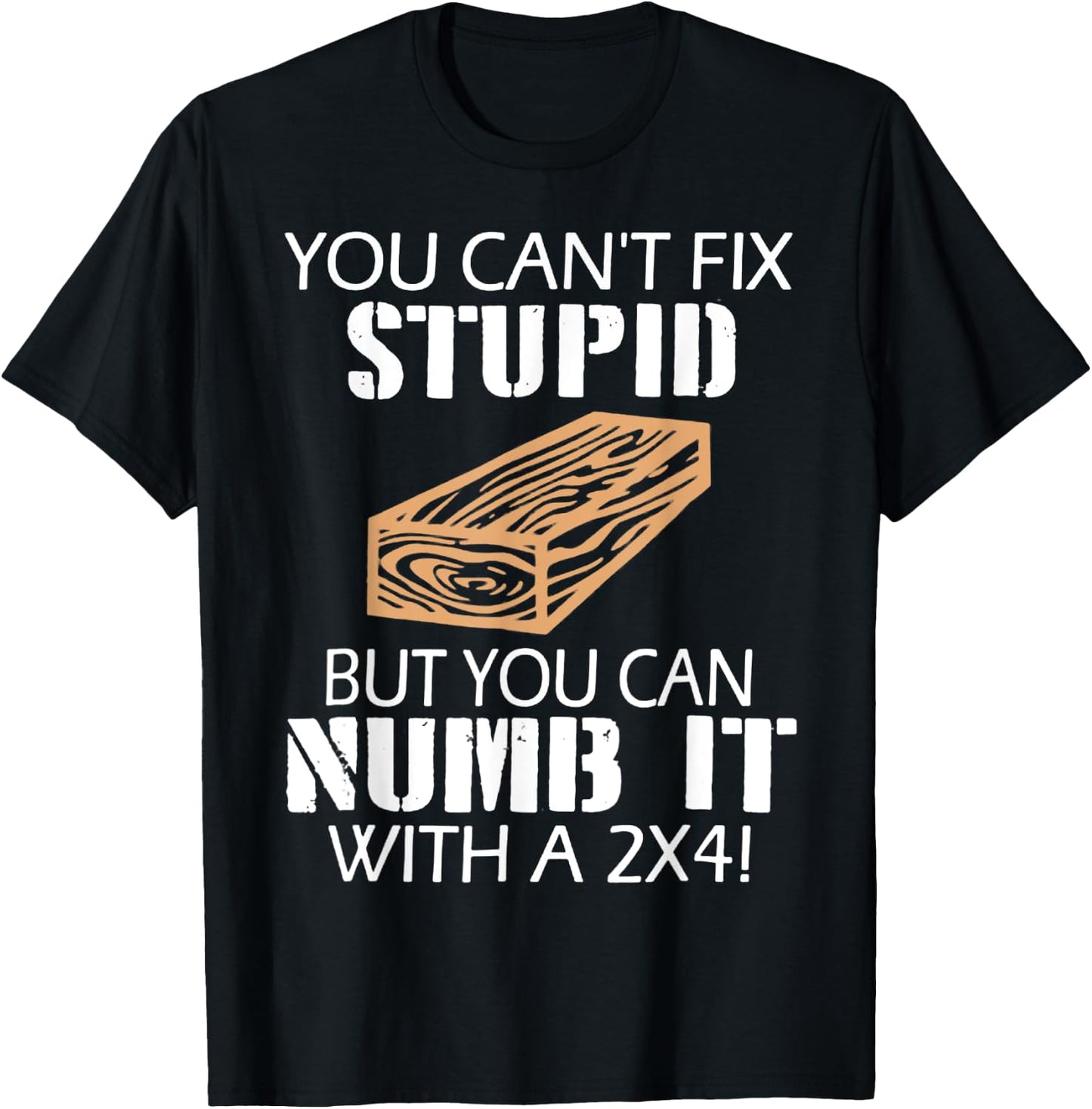 You Can't Fix Stupid But You Can Numb It with A 2x4 Funny T-Shirt - T-Shirt | Black