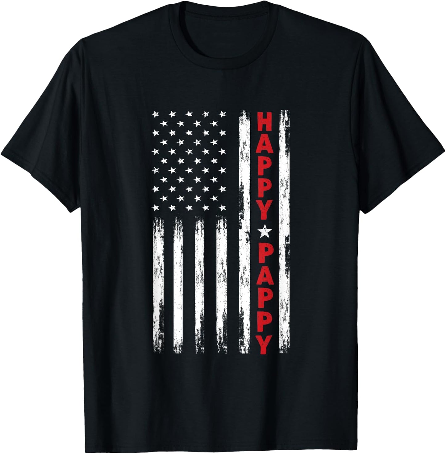 Happy Pappy shirt pappy gift Grandpa shirt Patriotic Grandpa Women Kids Men T-Shirt - T-Shirt | Black