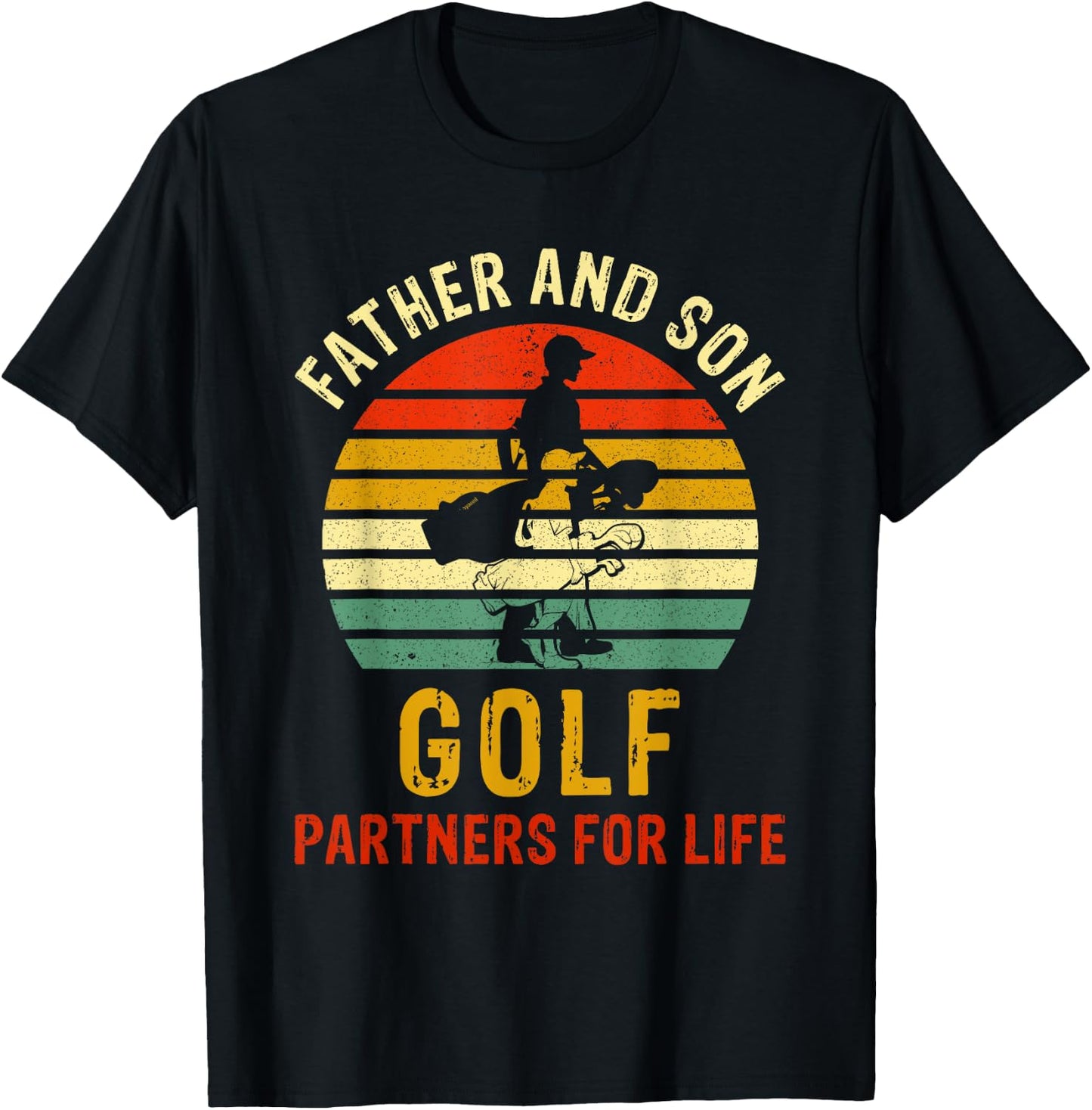Vintage Dad And Son Golf Partners For Life Fathers Day T-Shirt - T-Shirt | Black