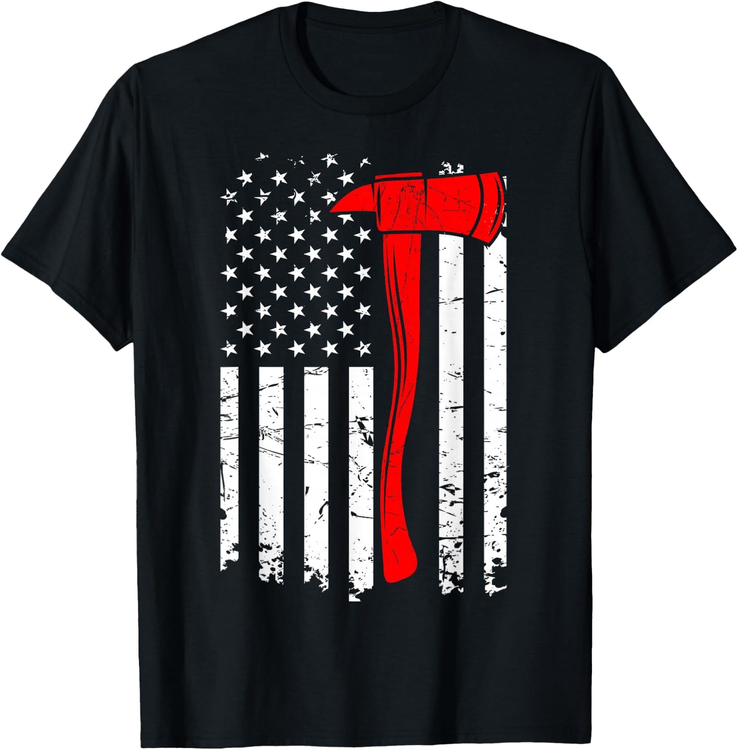 Firefighter Thin Red Line Fireman Firefighting Patriotic T-Shirt - T-Shirt | Black