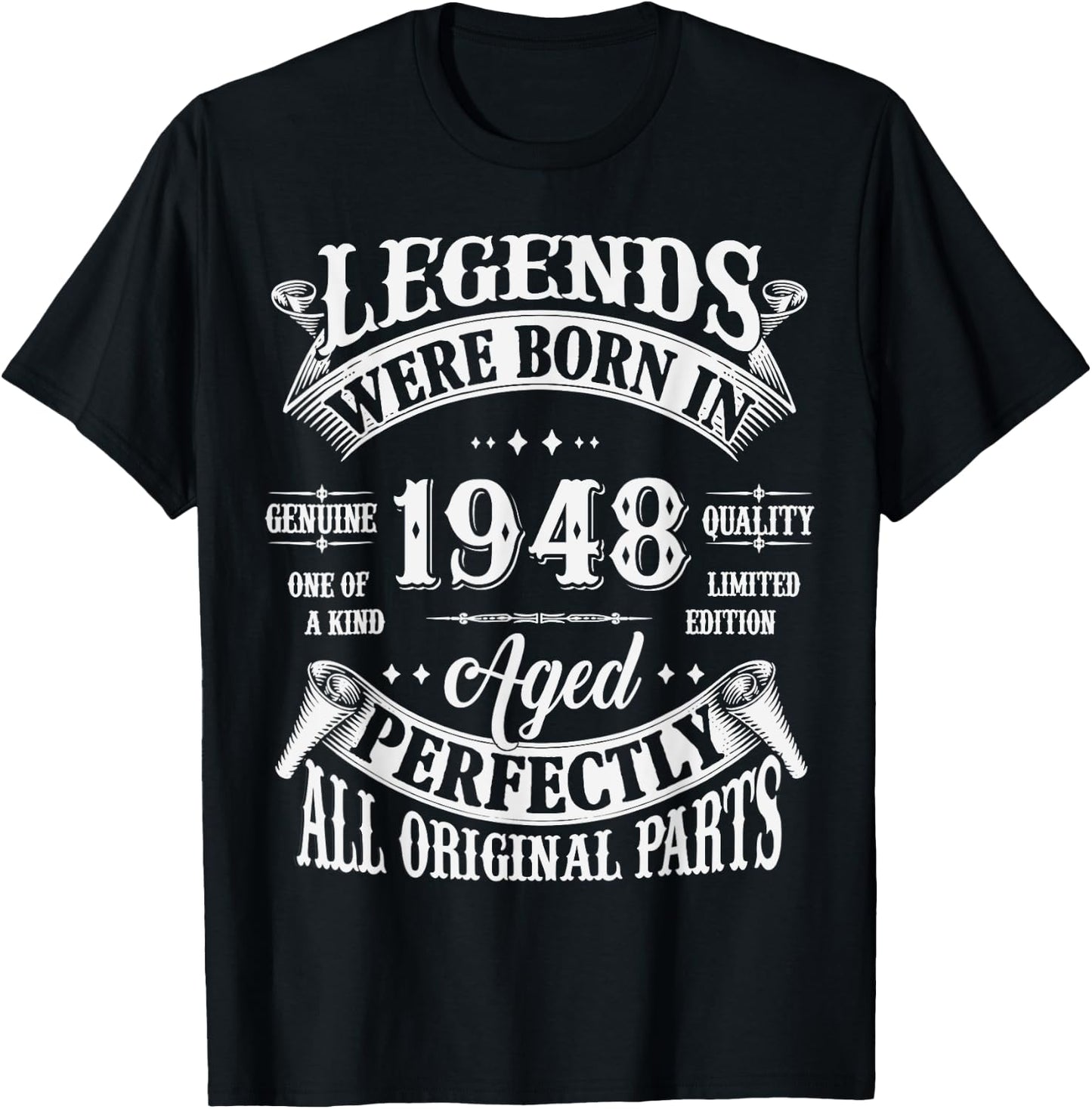 77th Birthday 77 Years Old Vintage Legends Born In 1948 T-Shirt - T-Shirt | Black