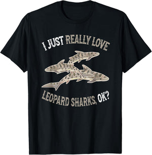 I Love Leopard Sharks - Cute and Funny Leopard Shark T-Shirt - T-Shirt | Black