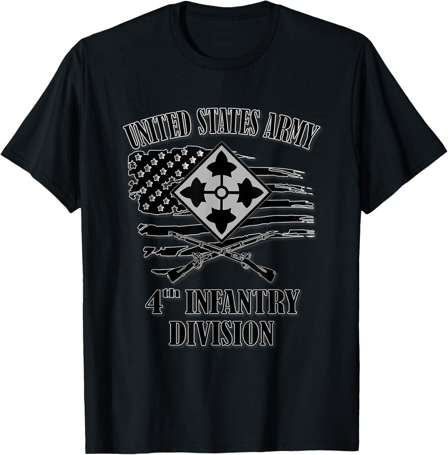 U.S. Army 4th Infantry Division (Front Design) T-Shirt - T-Shirt | Black