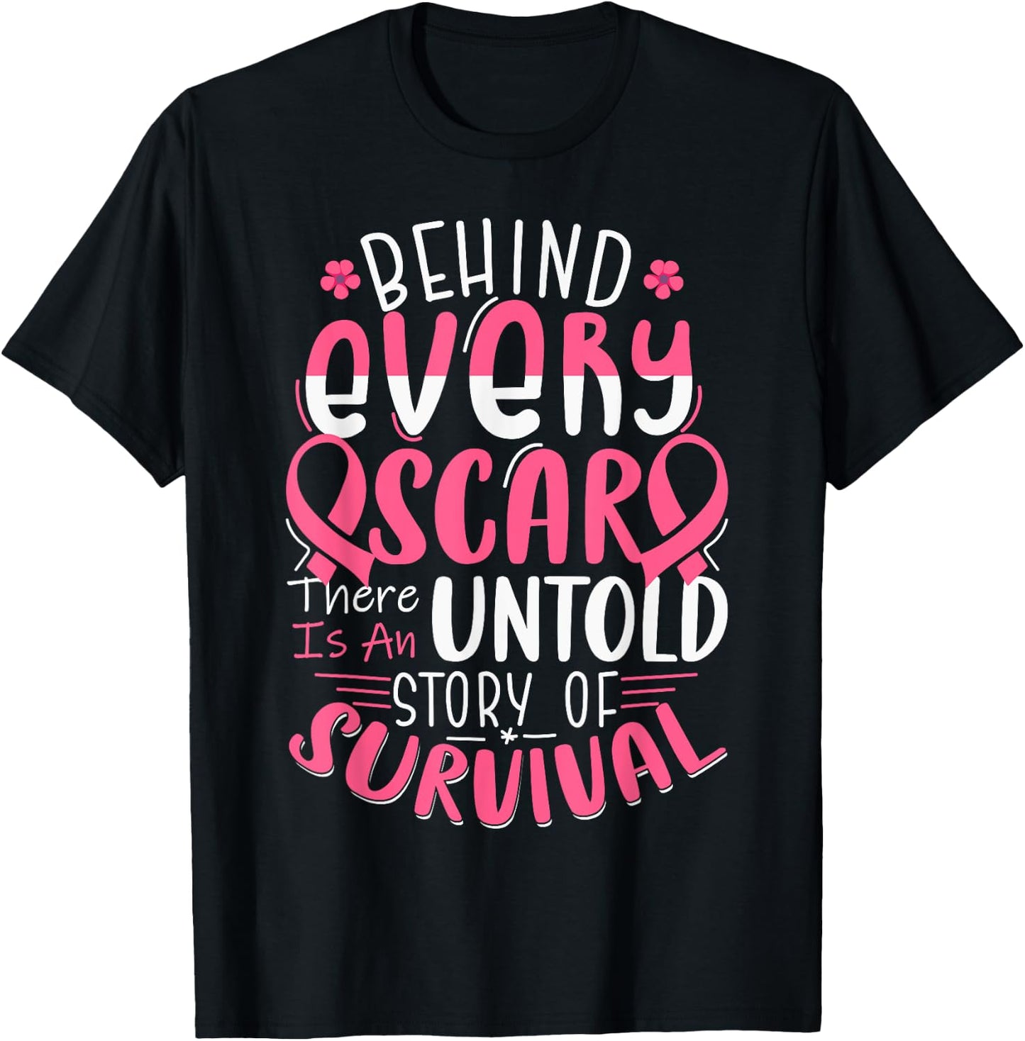 Breast Cancer Awareness Warrior Pink Ribbon Breast Cancer T-Shirt - T-Shirt | Black