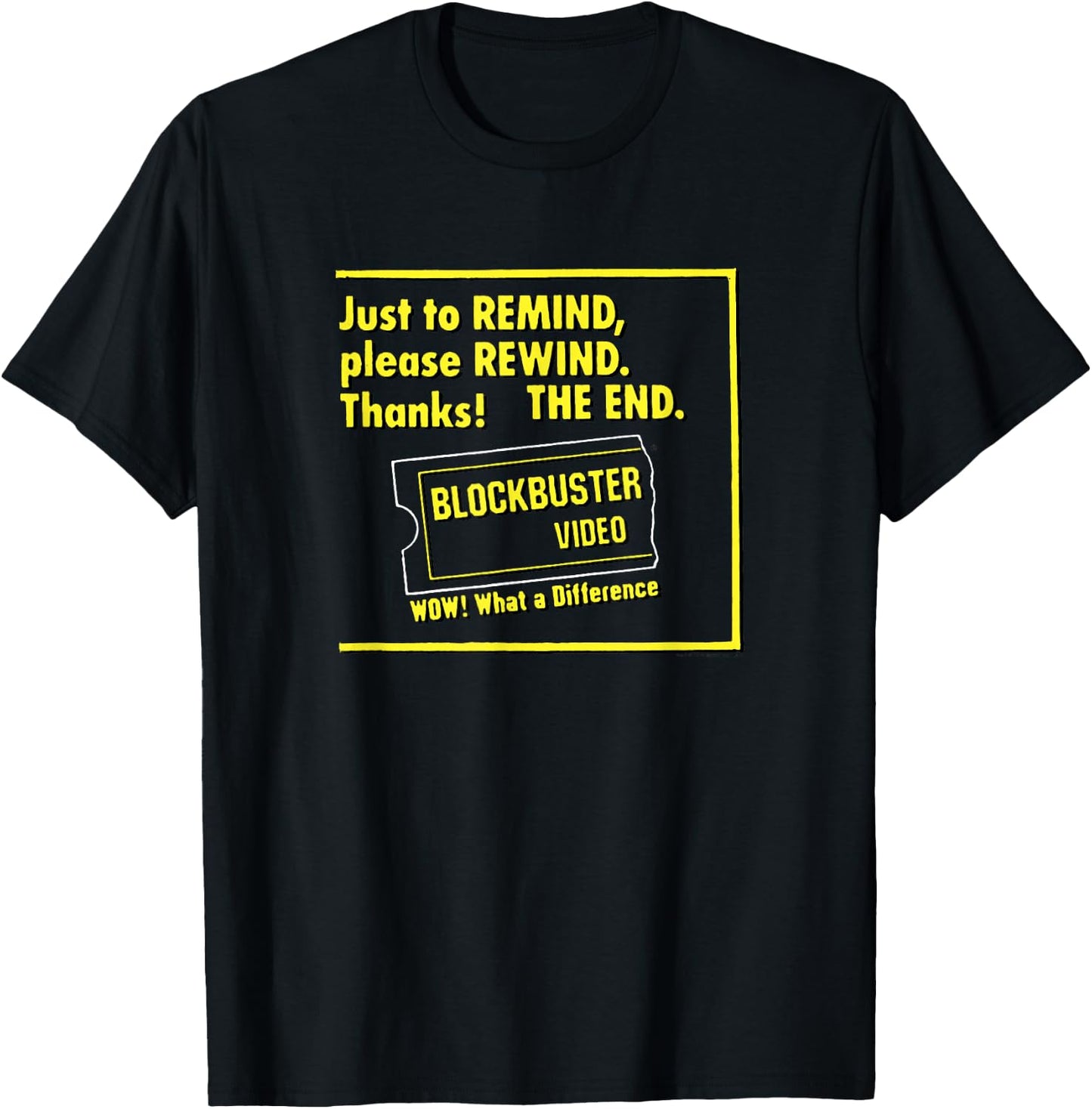 Blockbuster Please Rewind The End with Logo Vintage T-Shirt - T-Shirt | Black