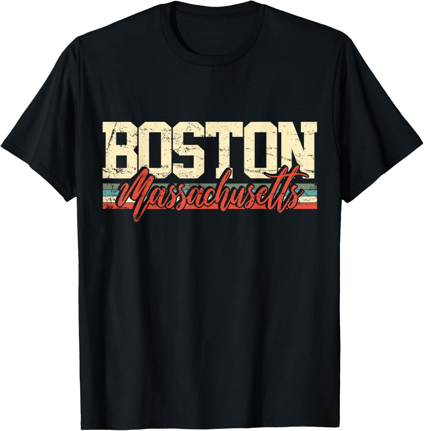 Boston Massachusetts Vintage Gift T-Shirt - T-Shirt | Black