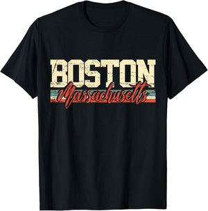 Boston Massachusetts Vintage Gift T-Shirt - T-Shirt | Black