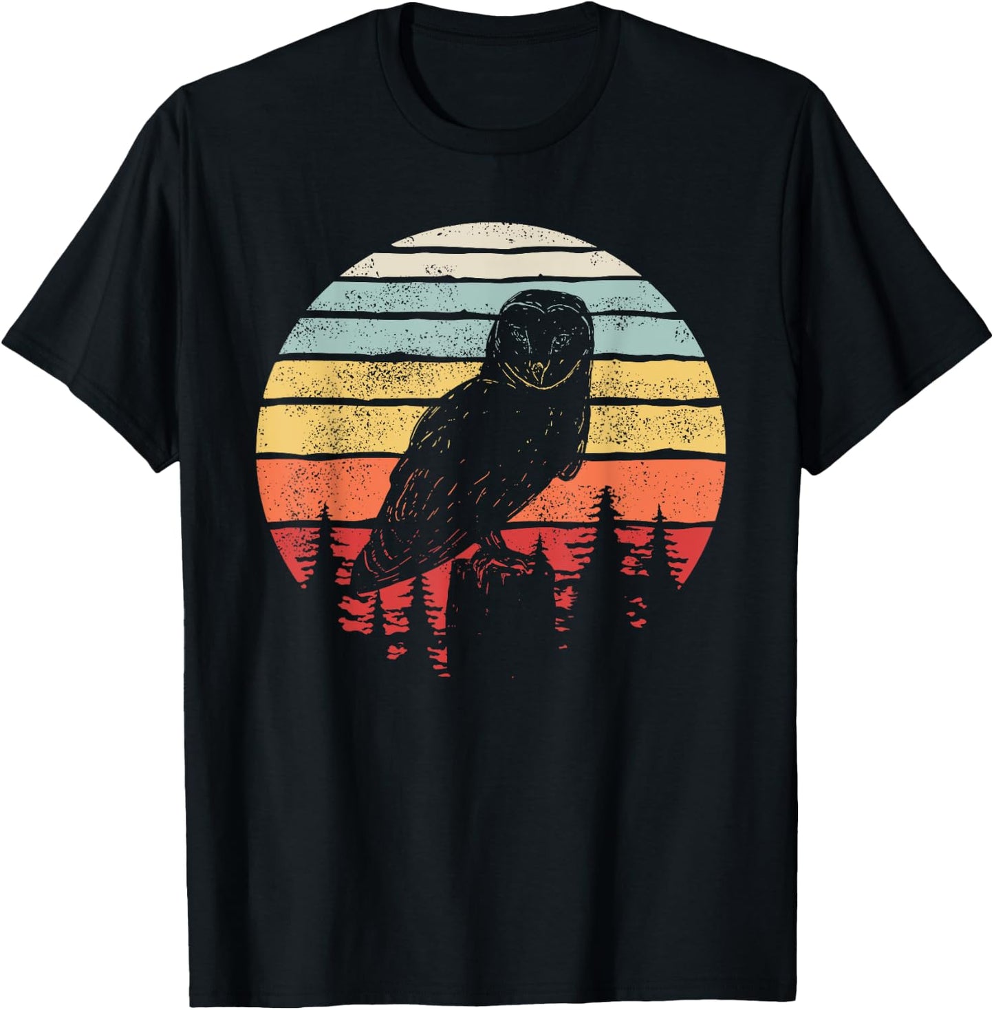 Vintage Retro Barn Owl Bird T-Shirt - T-Shirt | Black