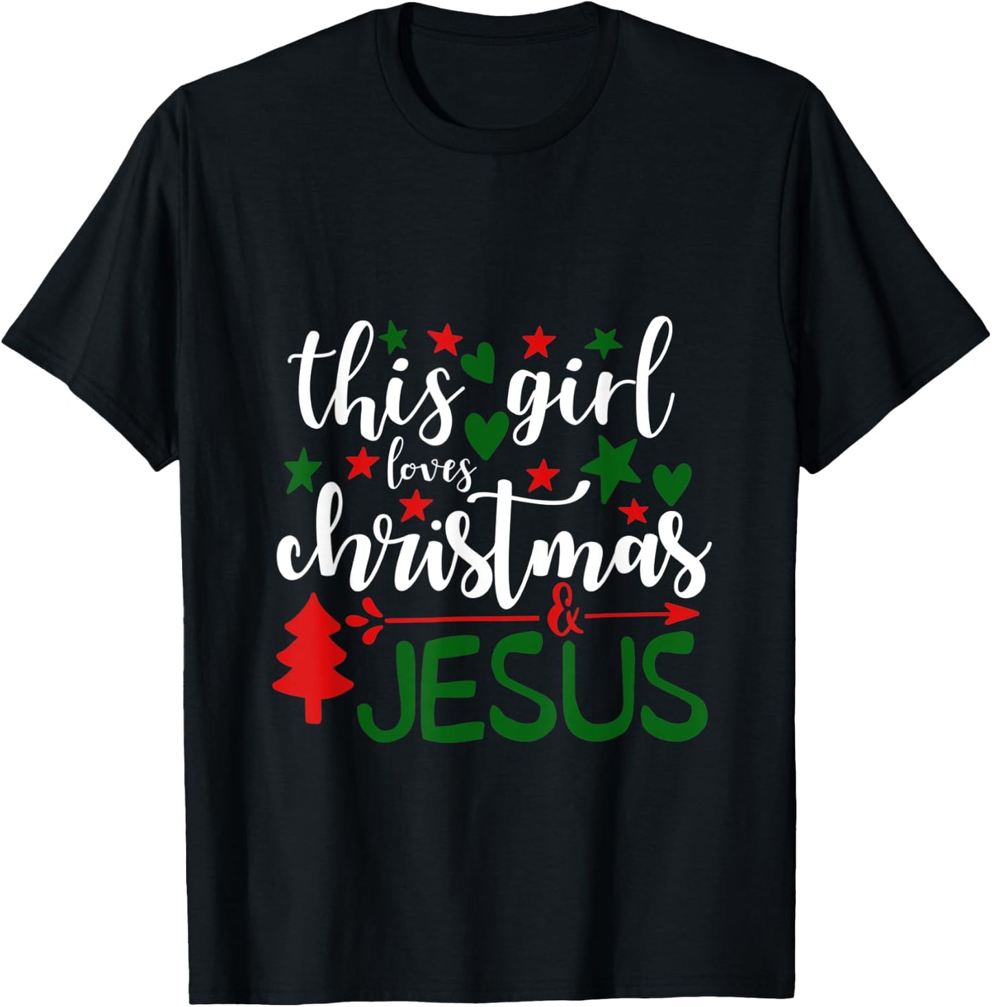 This Girls Loves Christmas and Jesus - Christian T-Shirt - T-Shirt | Black