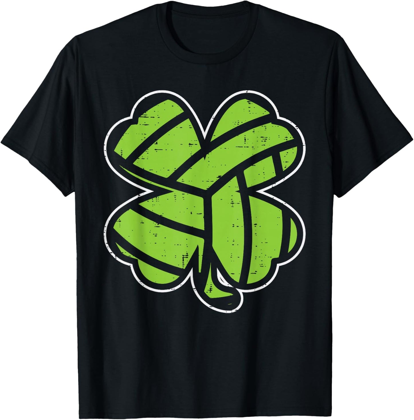 Volleyball Shamrock Clover St Patricks Day Lucky Sports Gift T-Shirt - T-Shirt | Black