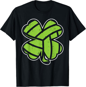 Volleyball Shamrock Clover St Patricks Day Lucky Sports Gift T-Shirt - T-Shirt | Black