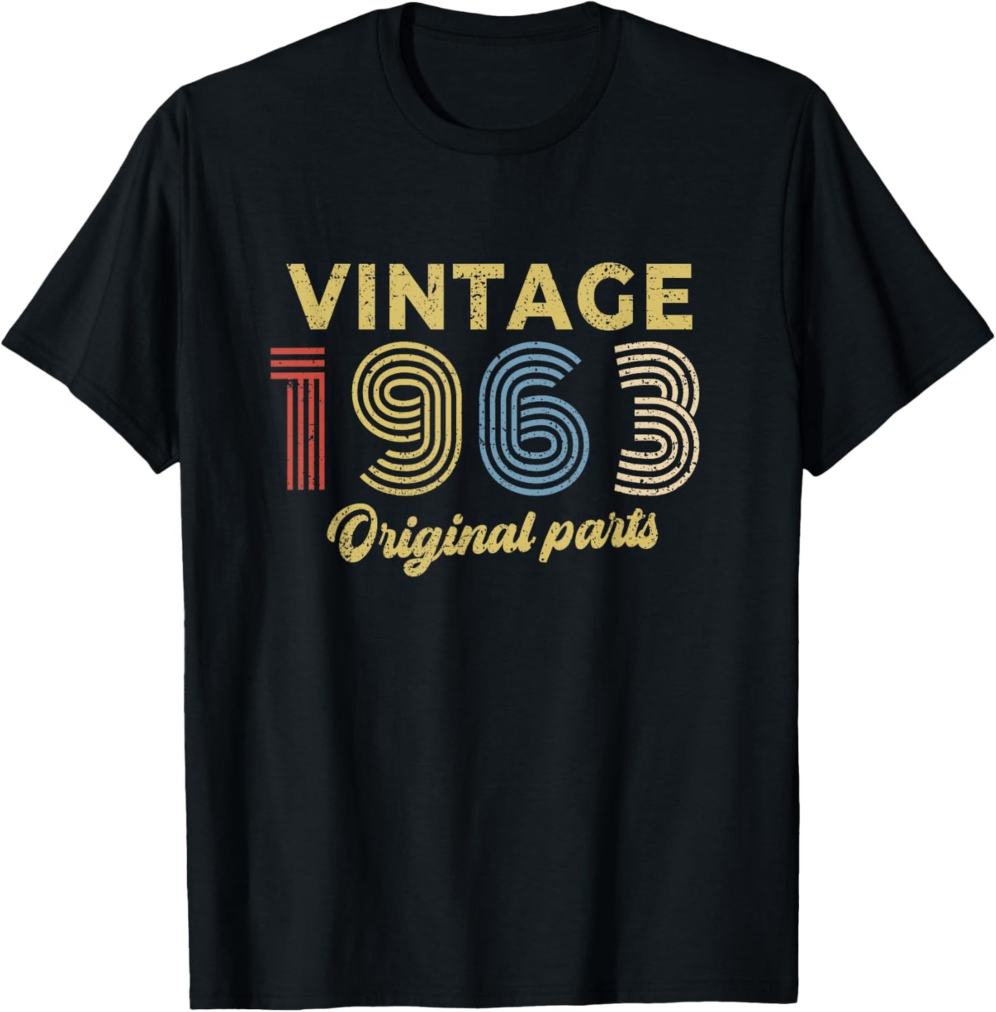 1963 Birthday Gift Retro Birthday Vintage 1963 Original Part T-Shirt - T-Shirt | Black
