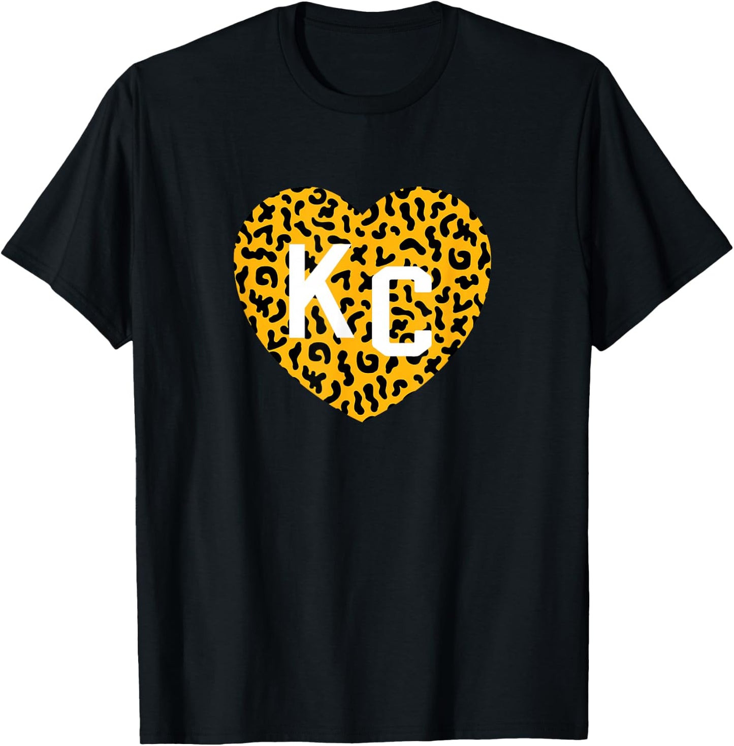 Kc Cheetah Animal Print Heart Kc Kansas City Cheetah Heart T-Shirt - T-Shirt | Black