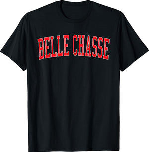 Vintage Belle Chasse LA Distressed Red Varsity Style T-Shirt - T-Shirt | Black