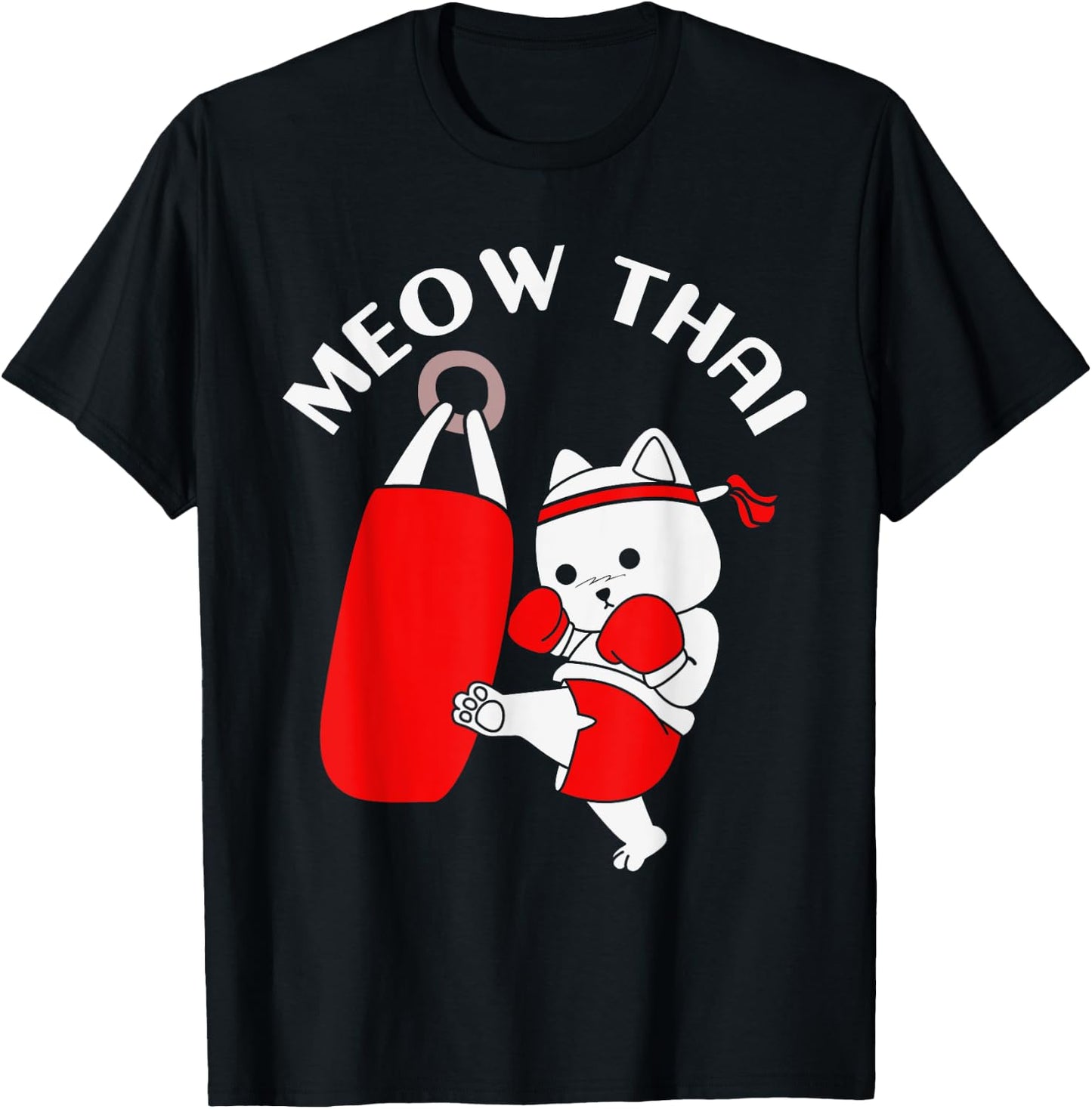 Muay Thai Cat Meow Thai Men Women Girls Kids T-Shirt - T-Shirt | Black