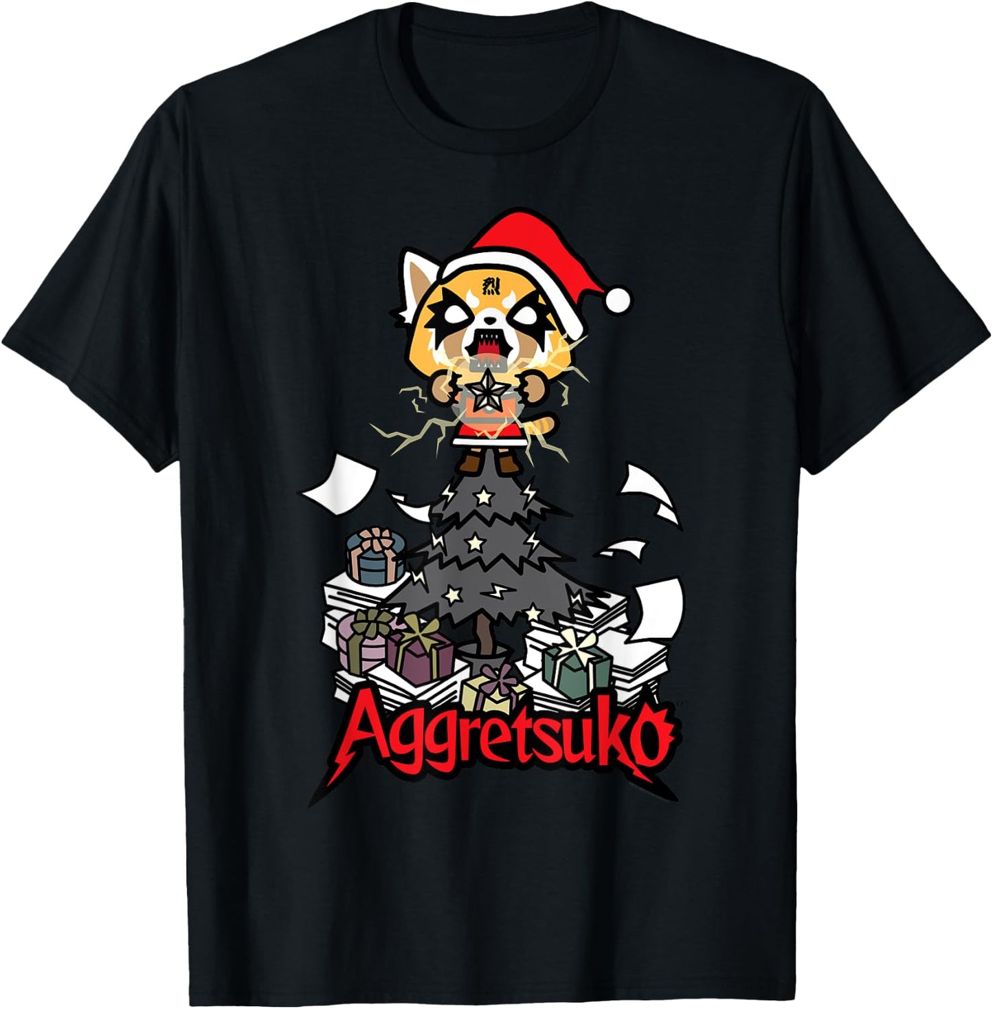 Aggretsuko Metal Christmas Tree T-Shirt - T-Shirt | Black