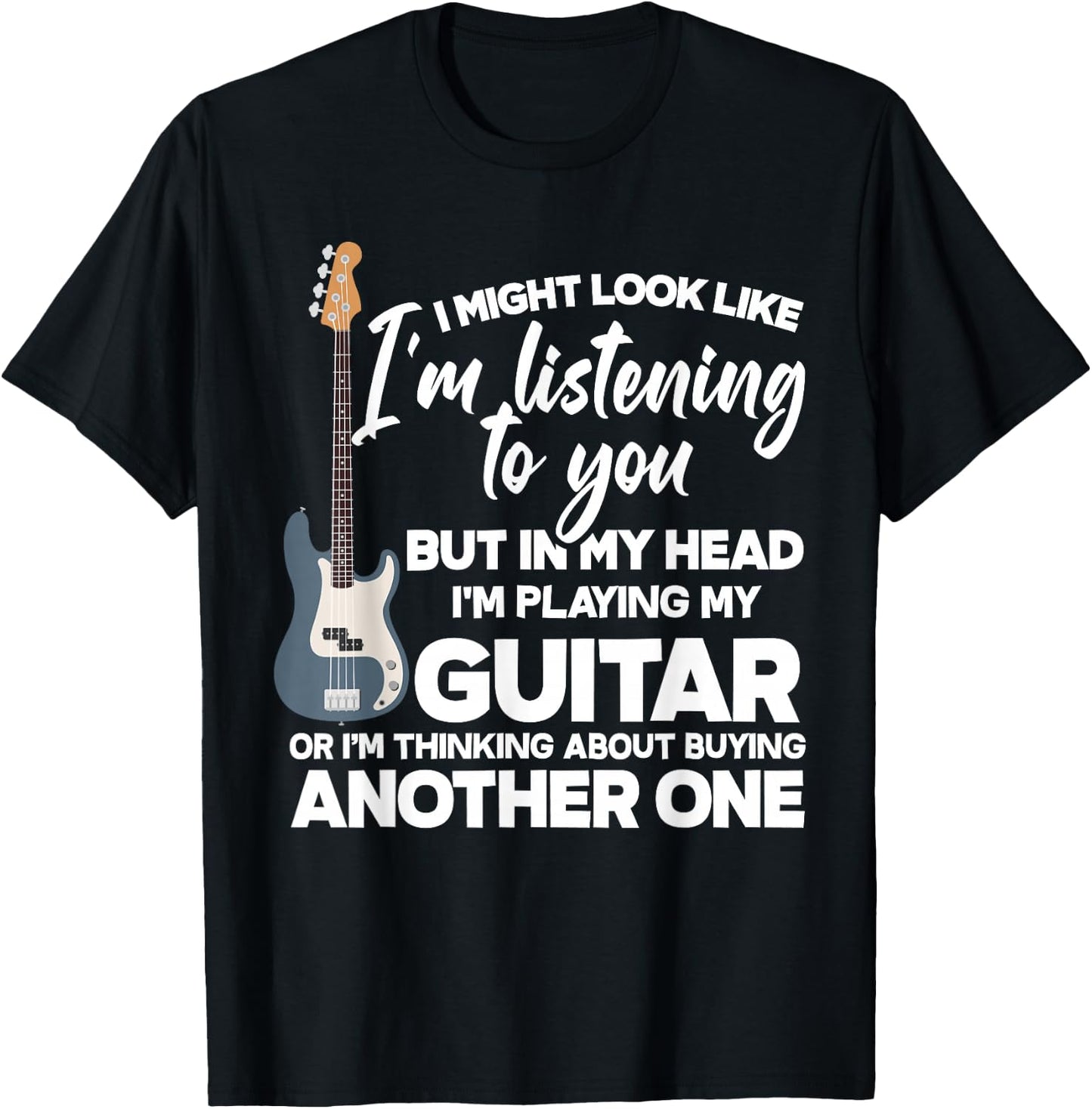In My Head I'm Playing My Guitar Funny Guitarist T-Shirt - T-Shirt | Black