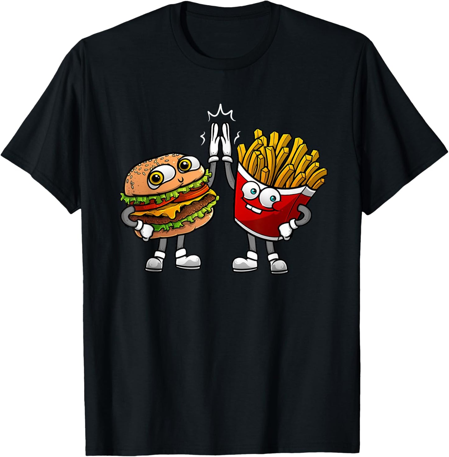 Funny Hamburger And Fries Gift Men Women Cool Fast Food Meal T-Shirt - T-Shirt | Black