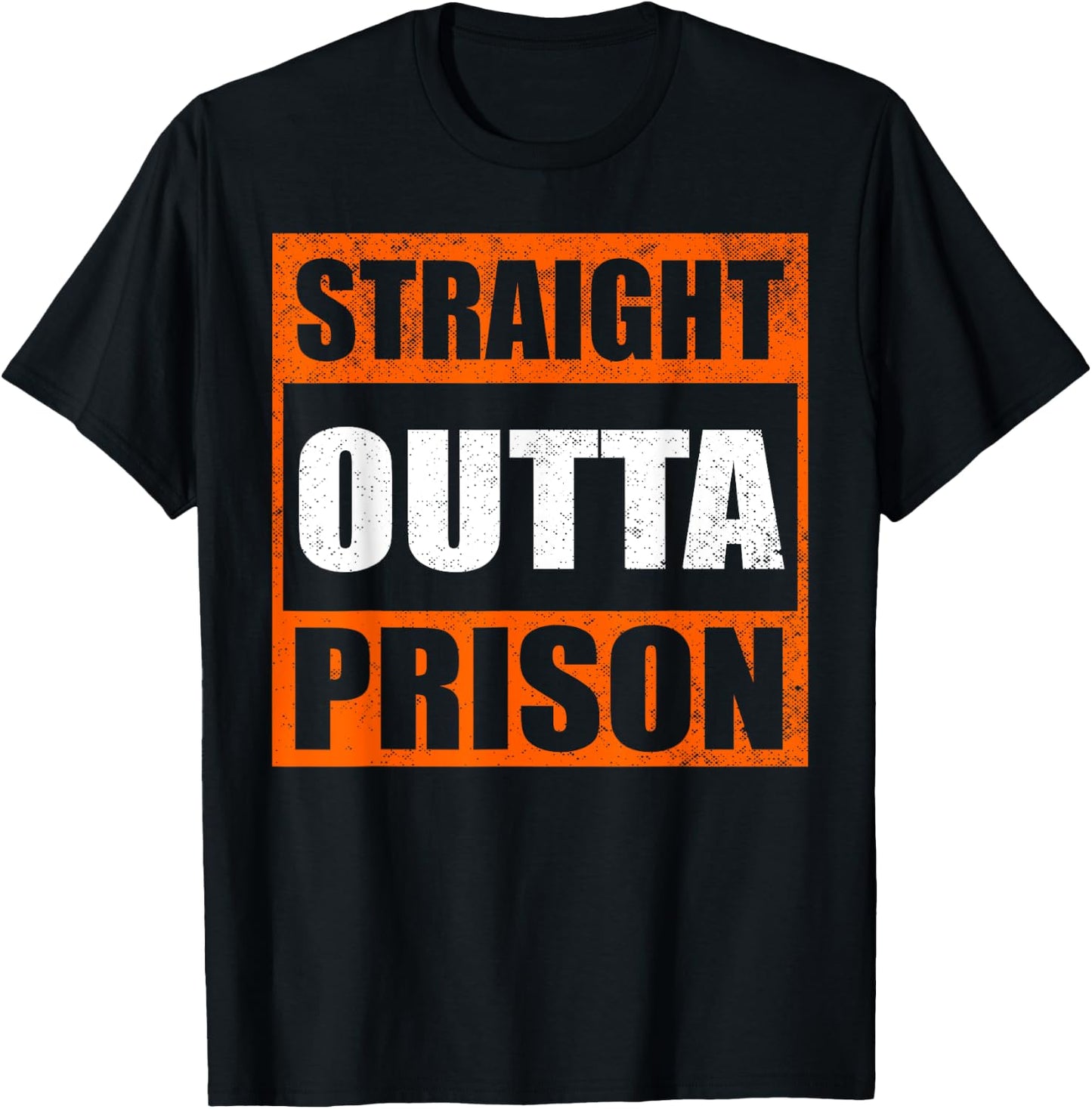Funny Straight Outta Prison Gift Women Gag Prisoner T-Shirt - T-Shirt | Black