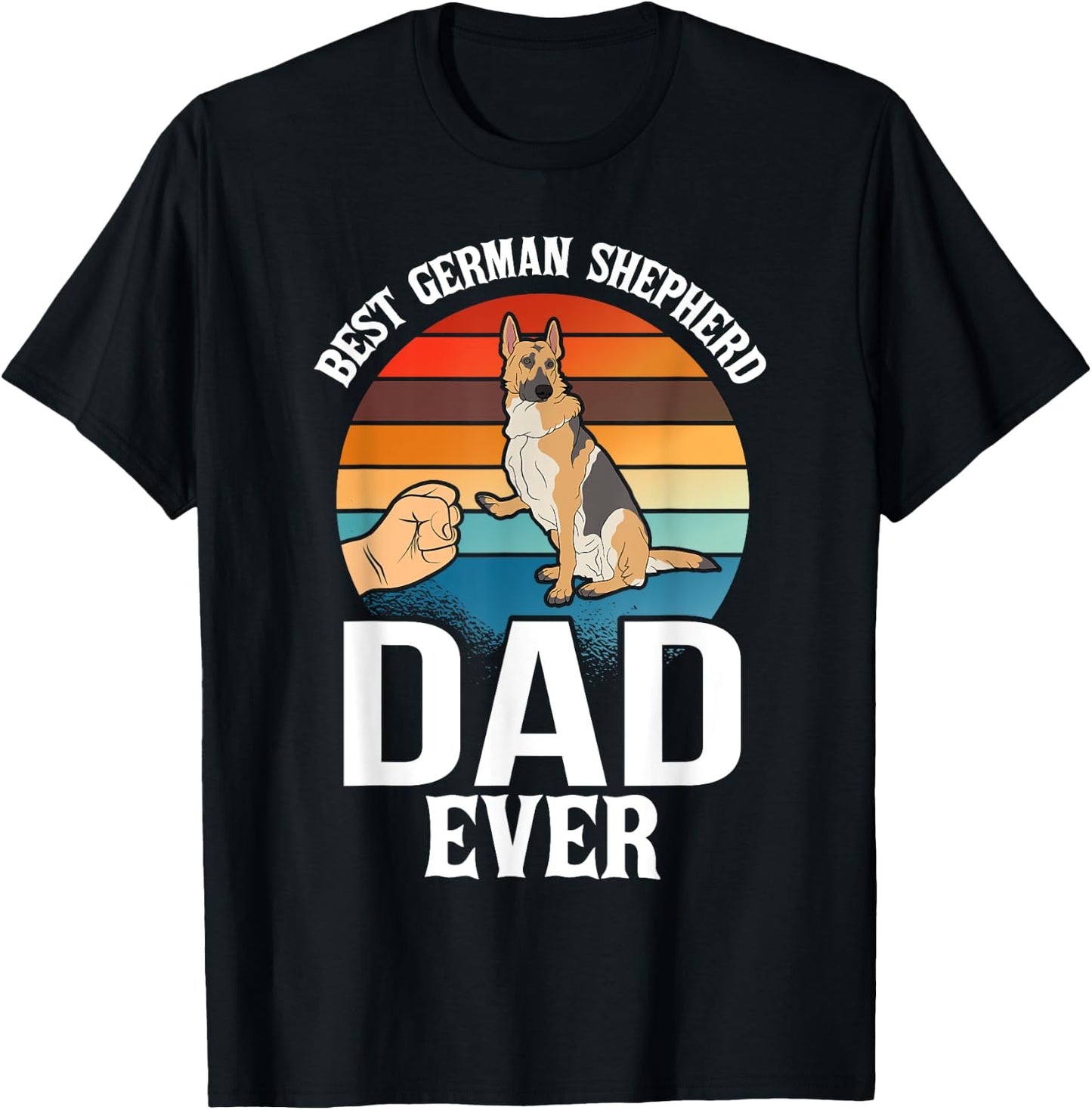 Best Dog Dad Ever German Shepherd Retro Vintage T-Shirt - T-Shirt | Black